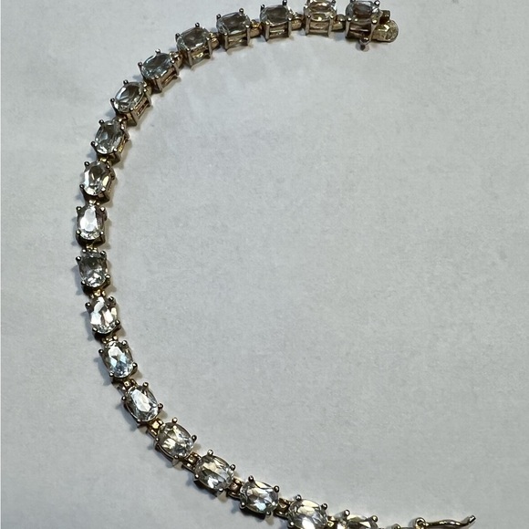 Vntg white topaz tennis bracelet, 925 sterling silver Thailand. - Picture 6 of 11